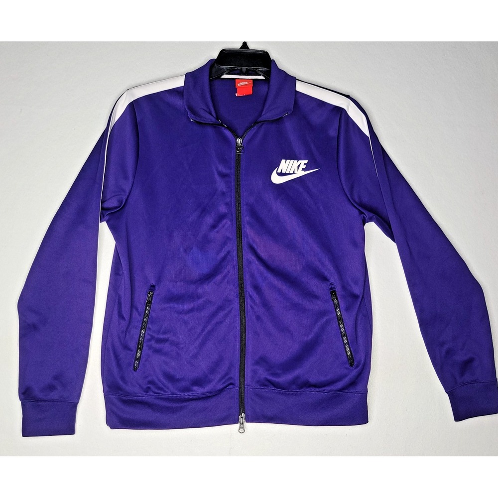 Nike Sportswear Full Zip Track Jacket Women's Large Purple White Athletic